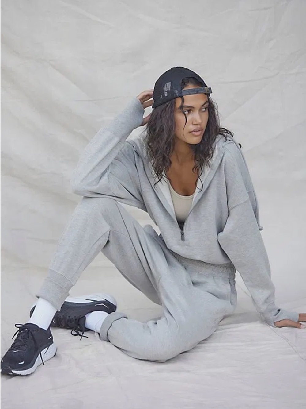 Free People Movement Training Day Jumpsuit Hoodie Zipper Closure Gray Large